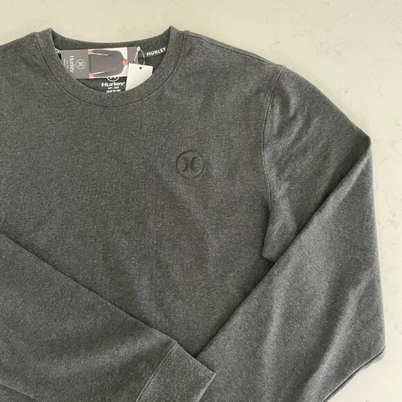 Hurley LS Crew Nk Activewear Cotton Poly Pullover Shirt Charcoal Grey Sz S NWT - Picture 3 of 11